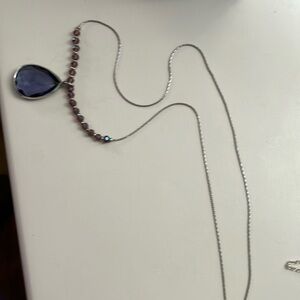 Elegant Silver and Purple Pendant Necklace